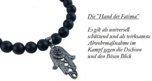 Perlenkette schwarz mit Hamsa-Hand